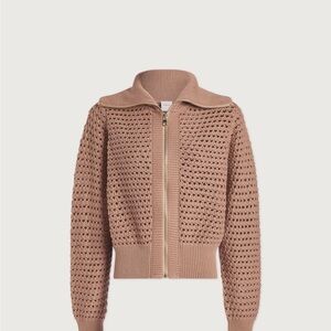 Varley Eloise Zip-Through Knit XS Warm Taupe